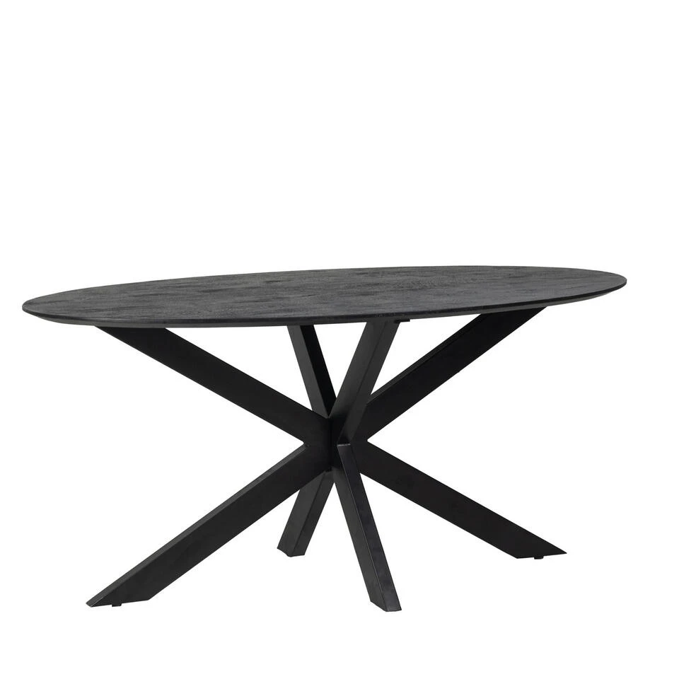 Giga Meubel Eettafel Ovaal Zwart 160cm - X-Poot - Tafel Ziggy - Afbeelding 3