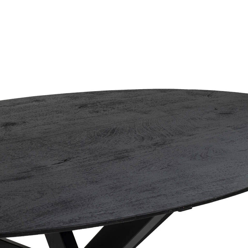 Giga Meubel Eettafel Ovaal Zwart 160cm - X-Poot - Tafel Ziggy - Afbeelding 4