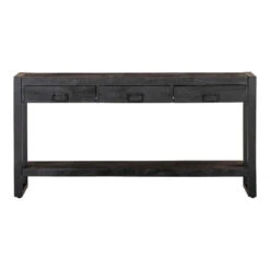 Sidetable Atlanta Black 3 Lades 150cm - Mangohout - Zwart - Rechthoekig