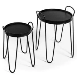 Daito Ronde Salontafel Set - Hout - Zwart