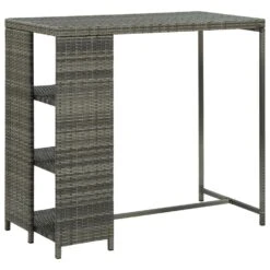 VidaXL Bartafel Met Opbergrek 120x60x110 Cm Poly Rattan Grijs