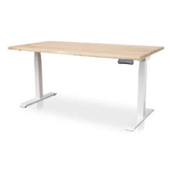 MRC Zit-sta Bureau Massief Boomstam Blad 160x80 Wit Frame NEN-EN 527