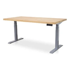 MRC Zit-sta Bureau Massief Eiken Blad 160x80 Alu Frame NEN-EN 527