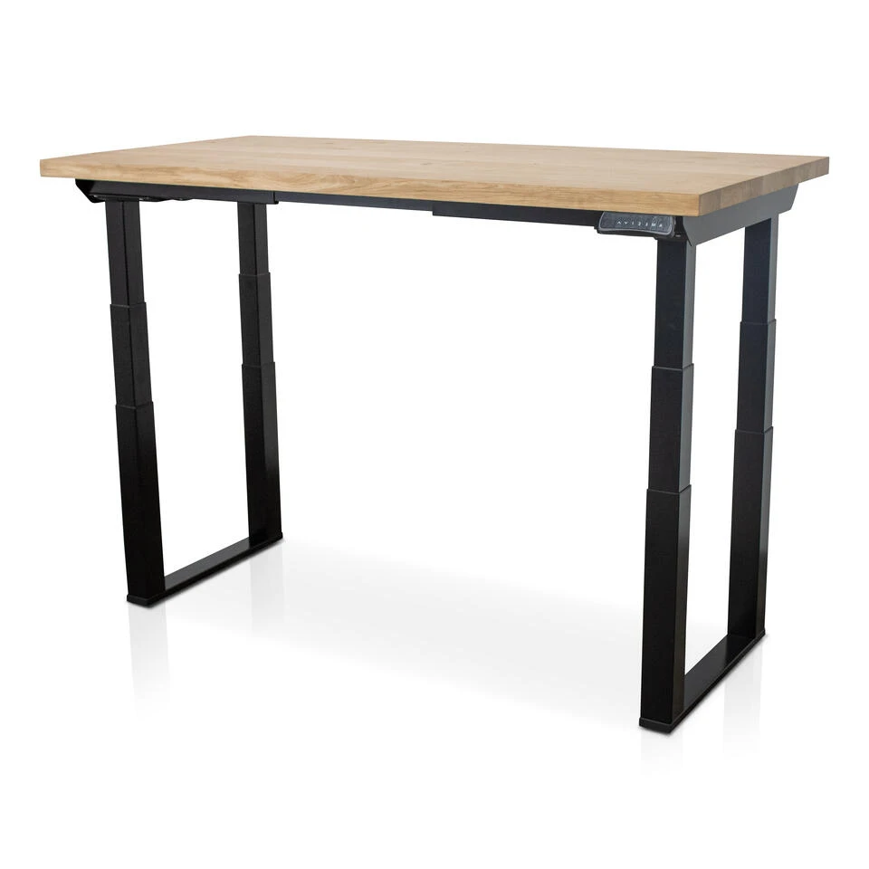 MRC Zit-sta Bureau Massief Eiken Blad 160x80 Zwart O Frame NEN-EN 527 - Afbeelding 3