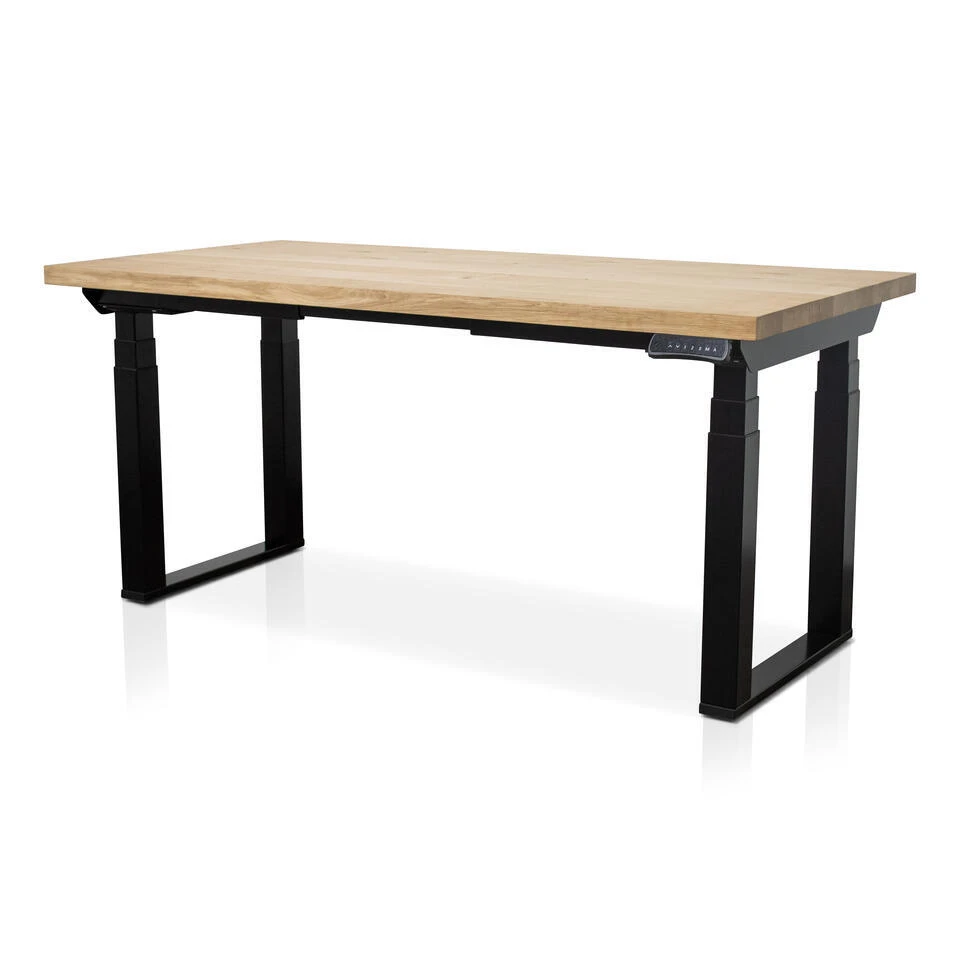 MRC Zit-sta Bureau Massief Eiken Blad 160x80 Zwart O Frame NEN-EN 527