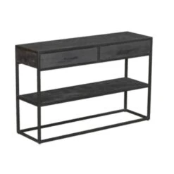 Furndea Scandi Sidetable 2-lades Zwart Visgraat - 35x120x76 Cm