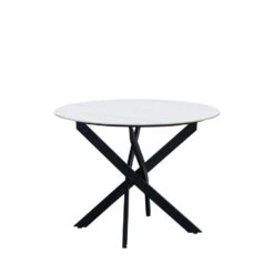 Ronde Eettafel Vivian Ø100 Cm Marmerlook Wit Spinpoot 100x100x76 Cm