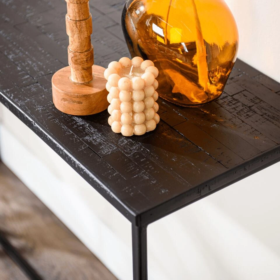 Delo Hal Sidetable - Rechthoek - Hout - Zwart - Afbeelding 4