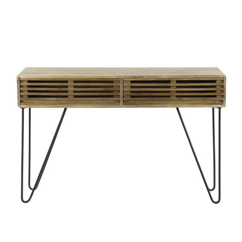 Sidetable Hans Mangohout 2 Lades - 30x120x77 Cm - Mangohout - Bruin - Afbeelding 4