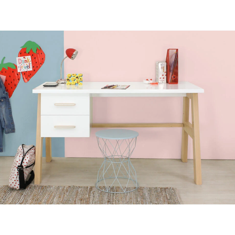 Bopita Lisa Bureau - Wit/Naturel - Afbeelding 2