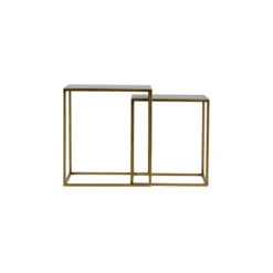 WOOOD Ziva Bijzettafels - Metaal - Antique Brass - Set Van 2