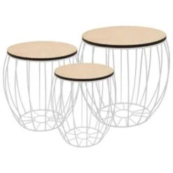 VidaXL Salontafelset Populierenhout Multiplex Ijzer 3-delig