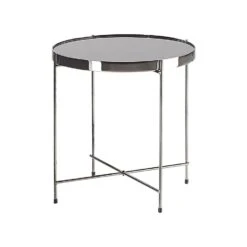 Beliani Bijzettafel LUCEA - Zwart Veiligheidsglas, Ijzer