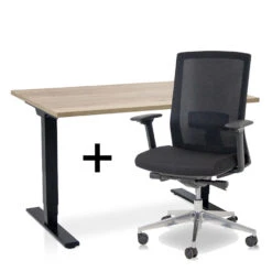 MRC COMFORT Set - Zit-sta Bureau + Stoel - 140x80 - Robuust Eiken