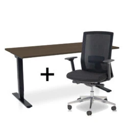 MRC COMFORT Set - Zit-sta Bureau + Stoel - 160x80 - Bruin Eiken