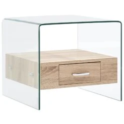VidaXL Salontafel Met Lade 50x50x45 Cm Gehard Glas