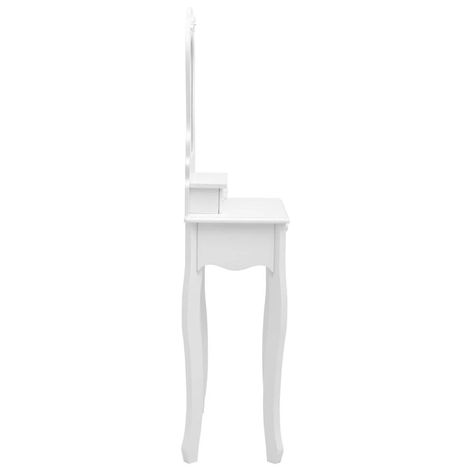 VidaXL Kaptafelset Met Kruk 50x59x136 Cm Paulowniahout Wit - Afbeelding 3