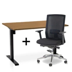MRC EASY Set - Zit-sta Bureau + Bureaustoel - 120x80 - Havanna