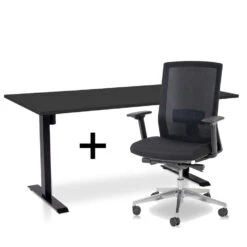 MRC EASY Set - Zit-sta Bureau + Bureaustoel - 160x80 - Zwart