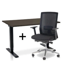 MRC COMFORT Set - Zit-sta Bureau + Stoel - 120x80 - Bruin Eiken