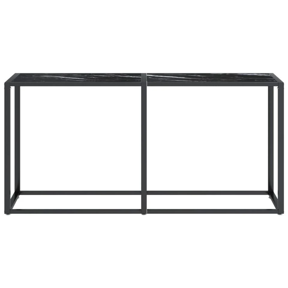 VidaXL Wandtafel 160x35x75,5 Cm Gehard Glas Zwartmarmerkleurig - Afbeelding 3