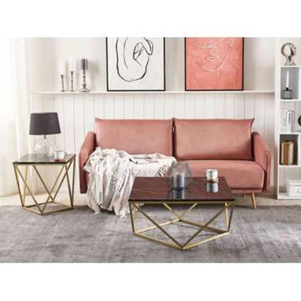 Beliani Bijzettafel MALIBU - Goud Mdf - Afbeelding 3