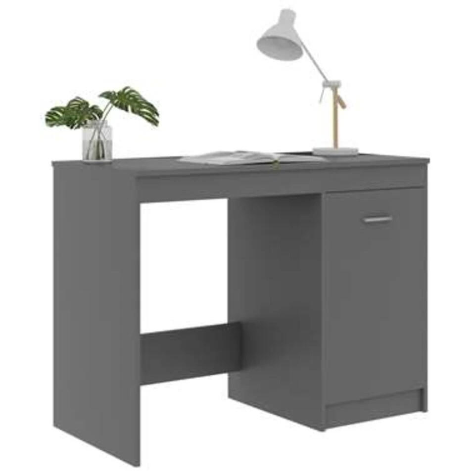 VidaXL Bureau 100x50x76 Cm Bewerkt Hout Grijs - Afbeelding 4