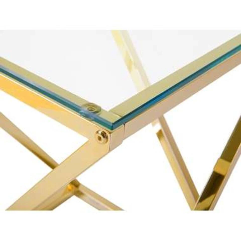 Beliani Bijzettafel BEVERLY - Goud Glas - Afbeelding 4