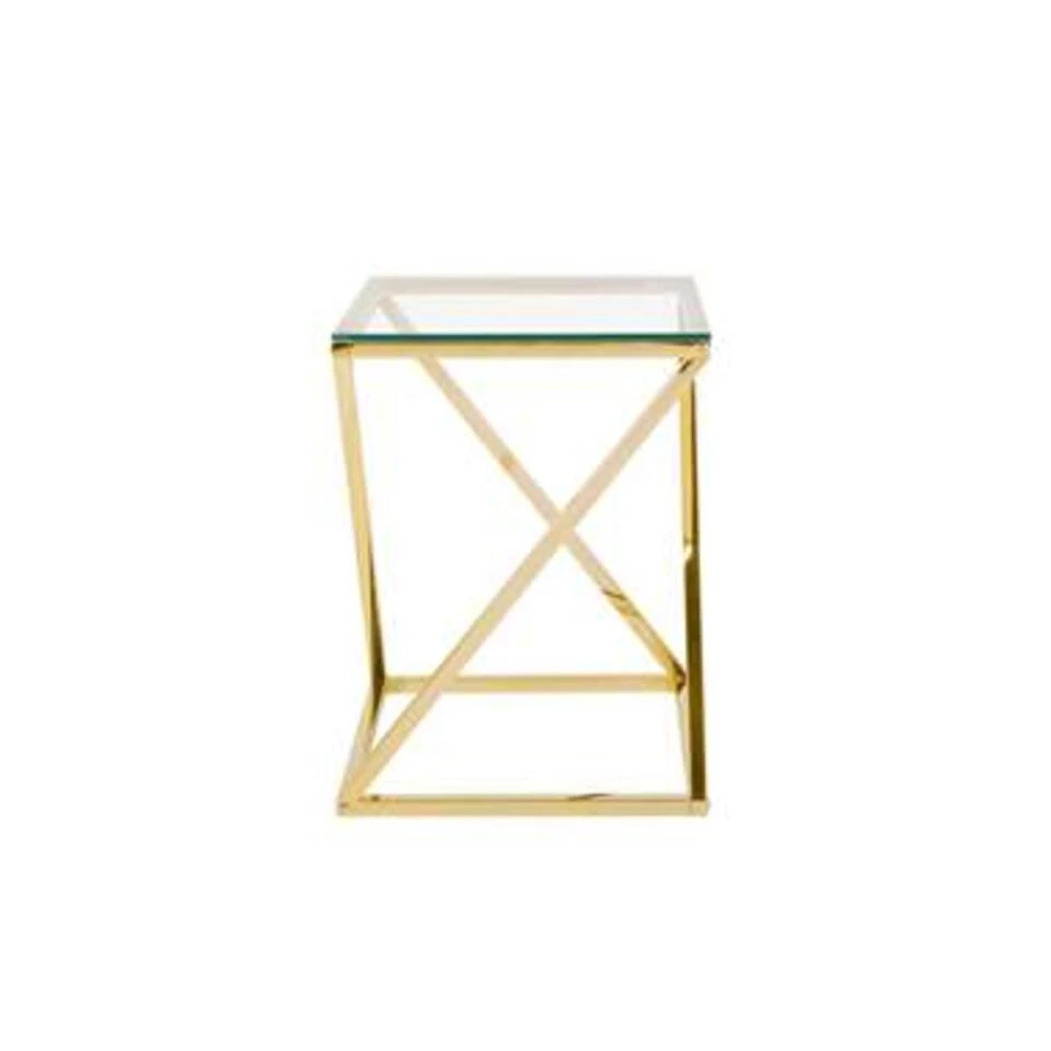 Beliani Bijzettafel BEVERLY - Goud Glas - Afbeelding 3