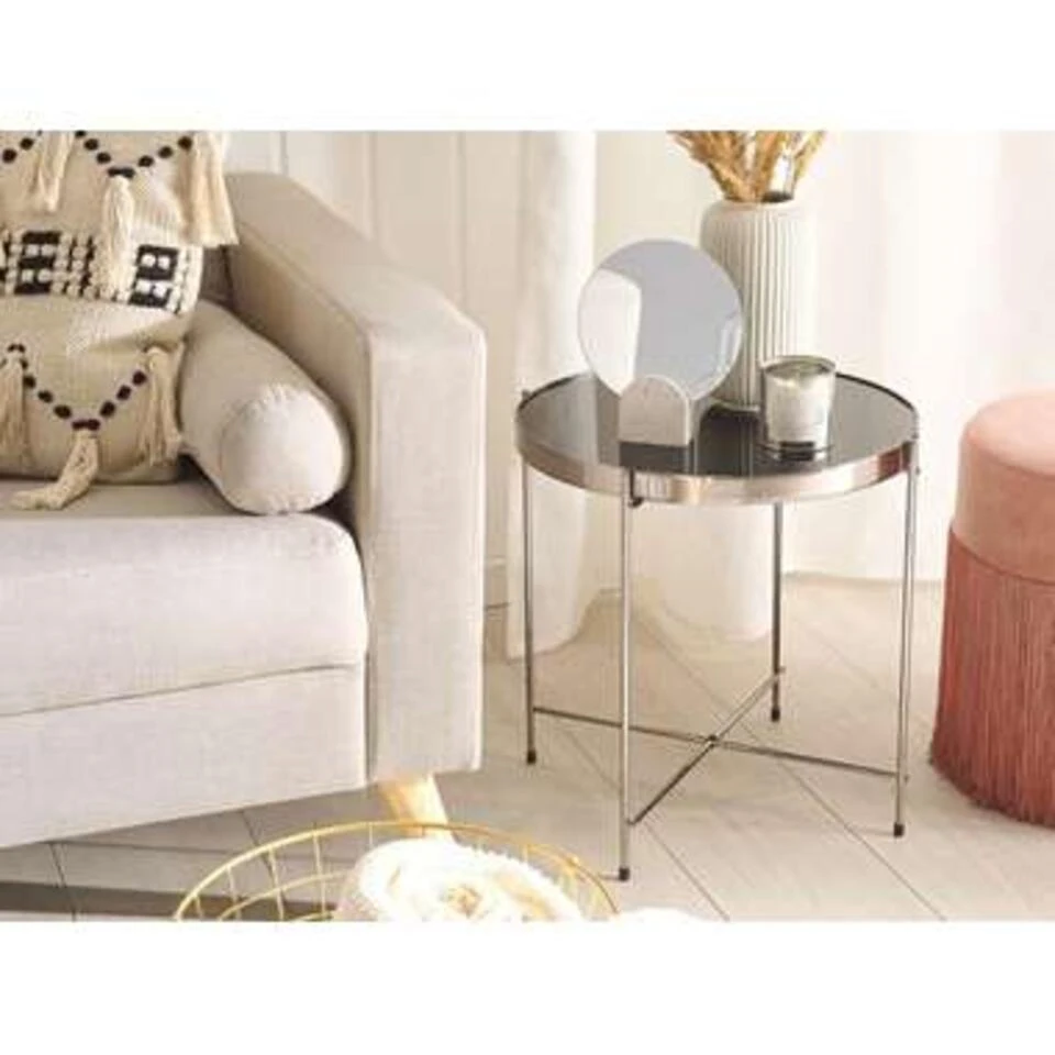 Beliani Bijzettafel LUCEA - Zwart Veiligheidsglas, Ijzer - Afbeelding 2