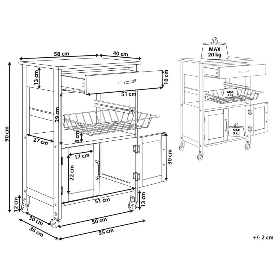 Beliani Keukentrolley LUGO - Zwart Mdf - Afbeelding 3