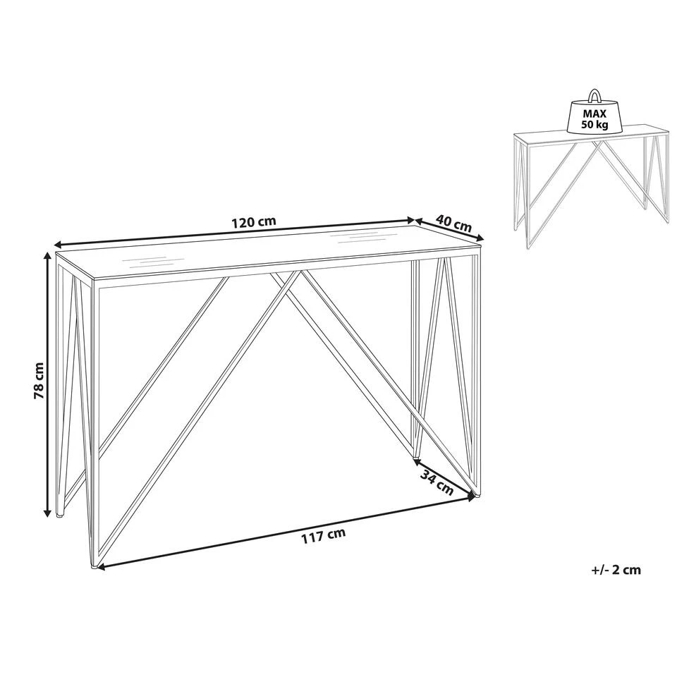Beliani Consoletafel WESO - Zilver Veiligheidsglas - Afbeelding 3