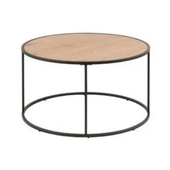 Salontafel Jaxx - Naturel/zwart - 45xØ80 Cm