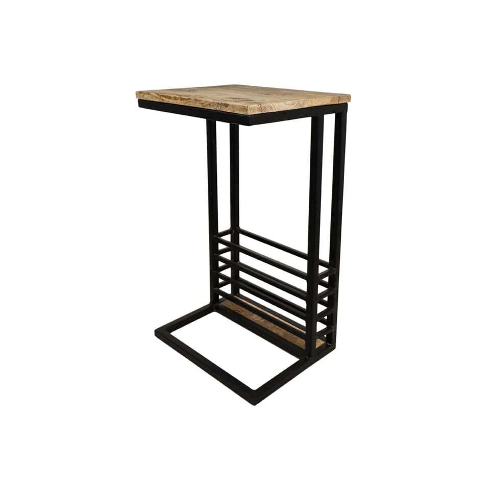 HSM Collection Bijzettafel Met Tijdschriftenrek Ivan - Naturel/zwart - 38x30x65 Cm - Afbeelding 2