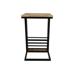 HSM Collection Bijzettafel Met Tijdschriftenrek Ivan - Naturel/zwart - 38x30x65 Cm