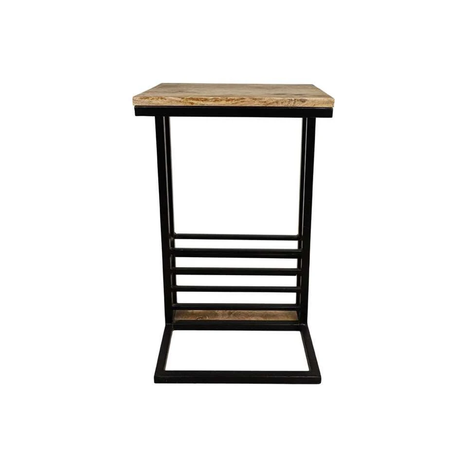 HSM Collection Bijzettafel Met Tijdschriftenrek Ivan - Naturel/zwart - 38x30x65 Cm