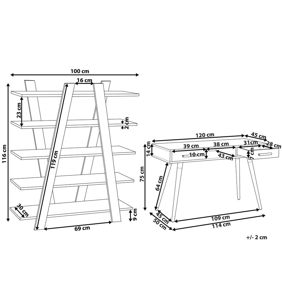 Beliani ESCALANTE/FRISCO - Wit Mdf, Vezelplaat - Afbeelding 3