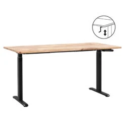 Bureau Homeworx Zit/sta Handmatig Verstelbaar – Mangohout/zwart - 75/118x160x80 Cm