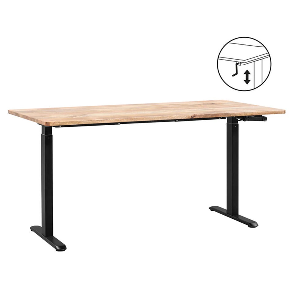 Bureau Homeworx Zit/sta Handmatig Verstelbaar – Mangohout/zwart - 75/118x160x80 Cm