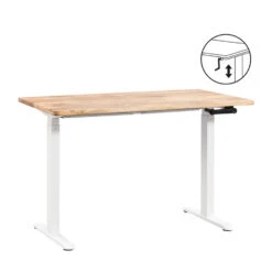 Bureau Homeworx Zit/sta Handmatig Verstelbaar – Mangohout/wit - 75/118x120x70 Cm