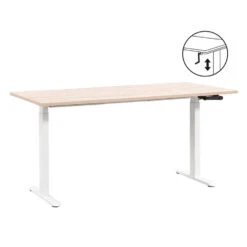 Bureau Homeworx Zit/sta Handmatig Verstelbaar – Eikenkleur/wit - 75/118x160x80 Cm