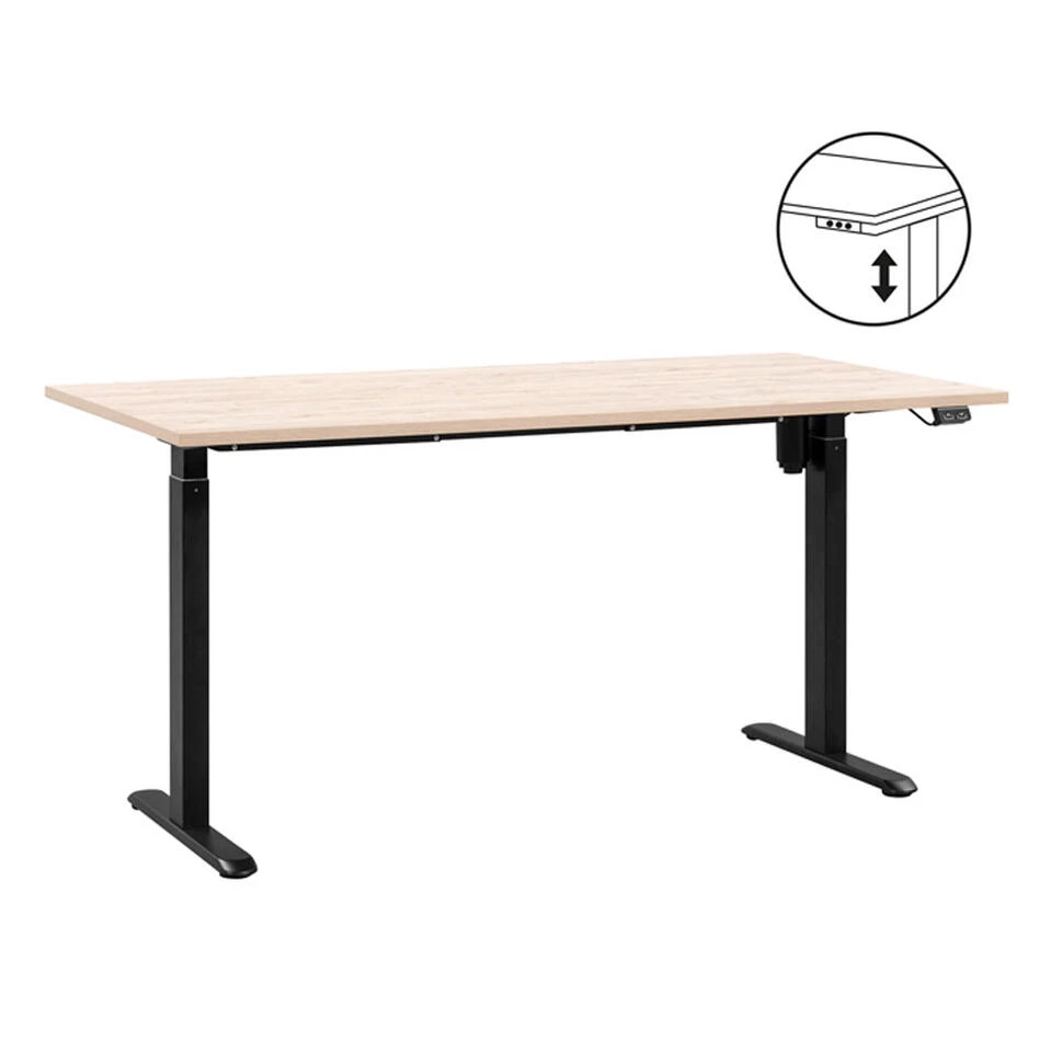 Bureau Homeworx Zit/sta Elektrisch Verstelbaar – Eikenkleur/zwart - 75/118x160x80 Cm