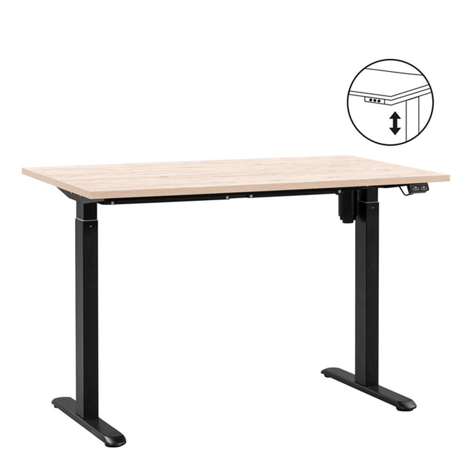 Bureau Homeworx Zit/sta Elektrisch Verstelbaar – Eikenkleur/zwart - 75/118x120x70 Cm