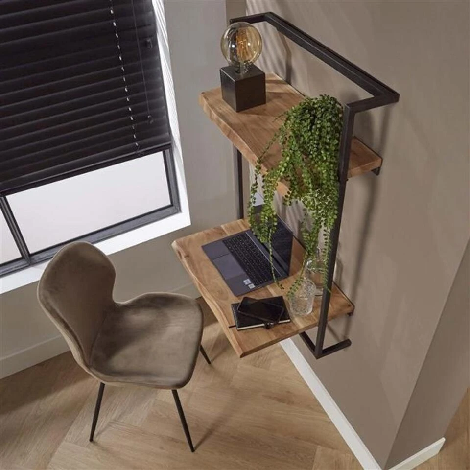 Zwevend Bureau Industrieel Ellen Acaciahout - 45x65x100 Cm - Hout - Bruin - Afbeelding 3