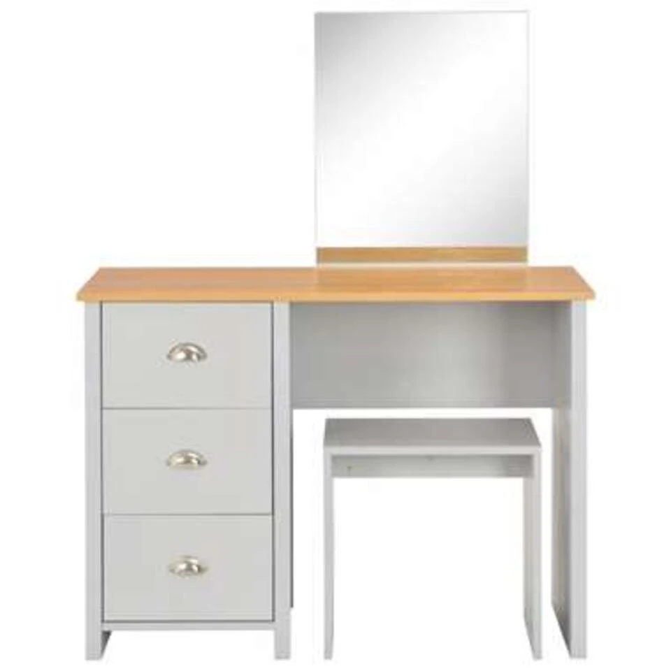 VidaXL Kaptafel Met Spiegel En Krukje 104x45x131 Cm Grijs - Afbeelding 4