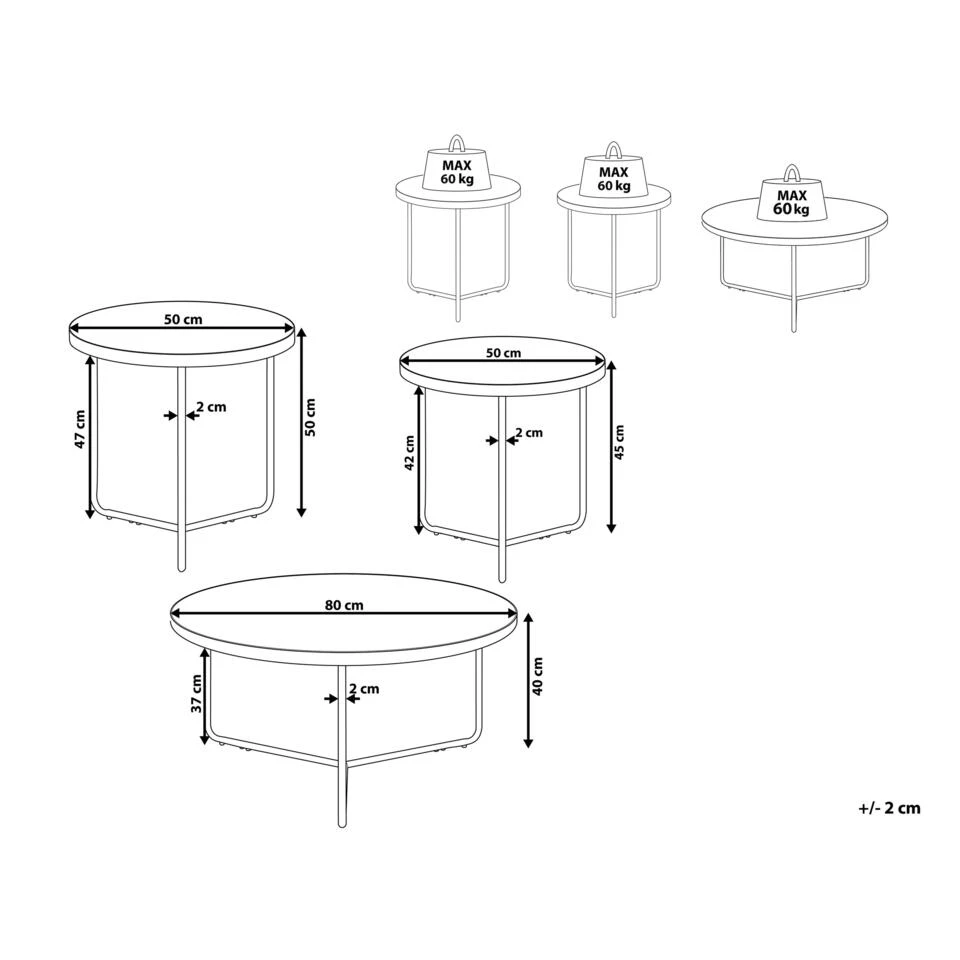 Beliani Bijzettafel MELODY - Grijs Mdf - Afbeelding 3