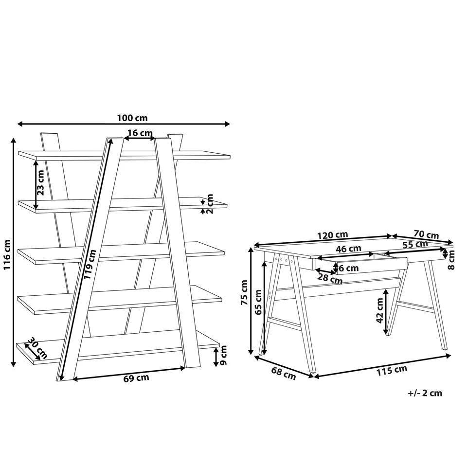 Beliani ESCALANTE/SHESLAY - Wit Mdf, Vezelplaat - Afbeelding 3