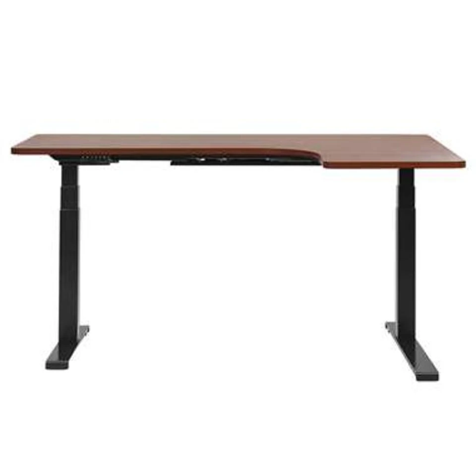 Beliani Verstelbaar Bureau DESTIN - Donkere Houtkleur Spaanplaat - Afbeelding 4