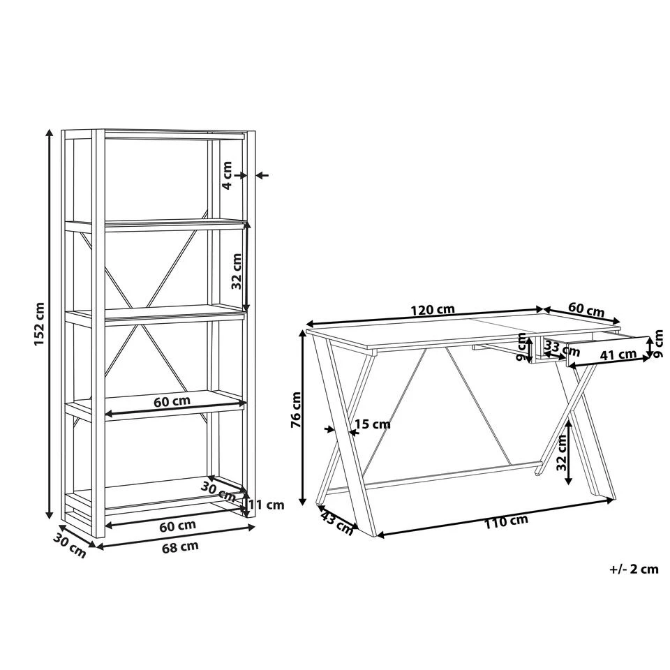 Beliani JENKS/HAMDEN - Wit Spaanplaat, Vezelplaat - Afbeelding 3