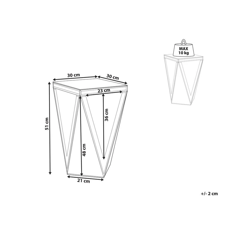 Beliani Bijzettafel LUXEY - Zilver Glas - Afbeelding 3